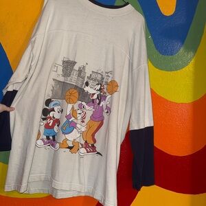 Vintage Disney Kids' White Graphic Basketball Long-Sleeve Tee